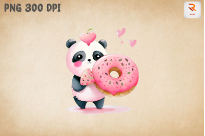 Cute Panda Loves Donut Clipart 2