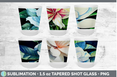 Gardenias Shot Glass Sublimation | Shot Glass 1.5oz Tapered