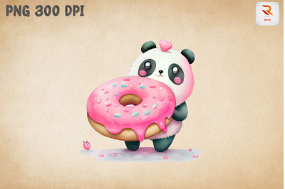 Cute Panda Loves Donut Clipart 3