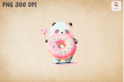 Cute Panda Loves Donut Clipart 4