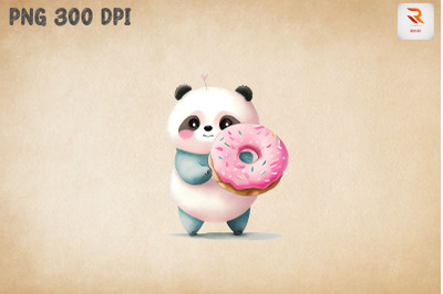 Cute Panda Loves Donut Clipart 5