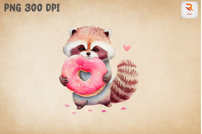 Cute Racoon Loves Donut Clipart 2