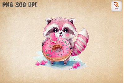 Cute Racoon Loves Donut Clipart 5