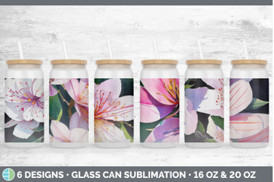 Azaleas Glass Can | Sublimation Beer Mason Jar