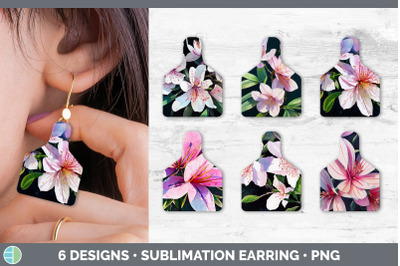 Azaleas Cow Tag Earring | Sublimation Cattle Ear Tag