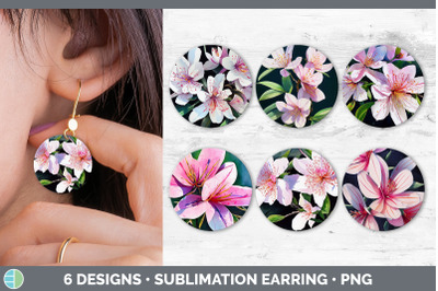 Azaleas Round Earring | Sublimation Designs Bundle