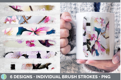 Cherry Blossoms Brush Strokes PNG | Sublimation Designs