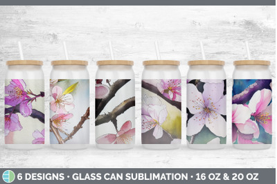 Cherry Blossoms Glass Can | Sublimation Beer Mason Jar