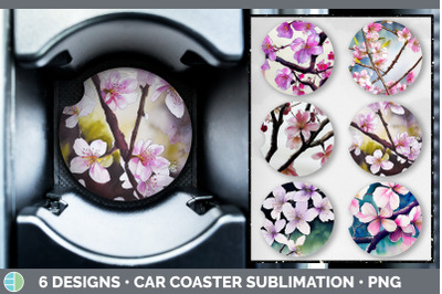 Cherry Blossoms Car Coaster | Sublimation Designs Bundle