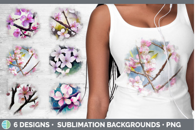 Cherry Blossoms Background | Grunge Sublimation Backgrounds