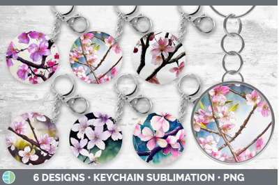 Cherry Blossoms Keychain Bundle | Keyring Sublimation Designs