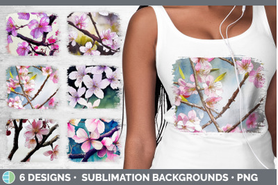 Cherry Blossoms Distressed Sublimation Background Panel