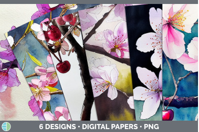 Cherry Blossoms Backgrounds | Digital Scrapbook Papers