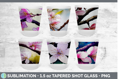 Cherry Blossoms Shot Glass Sublimation | Shot Glass 1.5oz Tapered