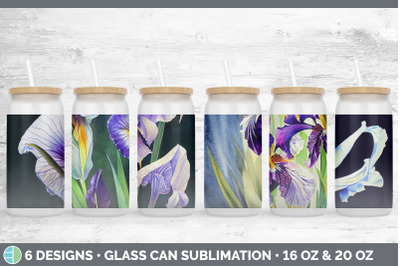 Irises Glass Can | Sublimation Beer Mason Jar