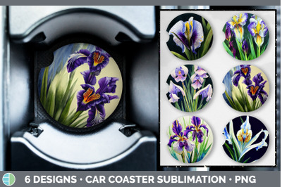 Irises Car Coaster | Sublimation Designs Bundle