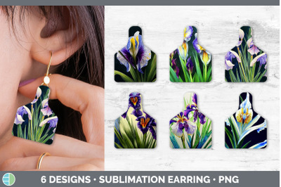 Irises Cow Tag Earring | Sublimation Cattle Ear Tag