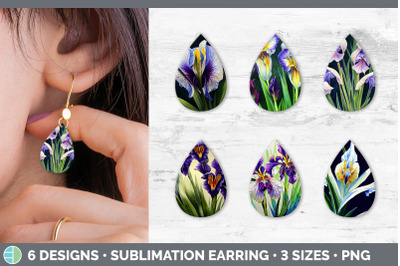 Irises Teardrop Earring | Sublimation Designs Bundle