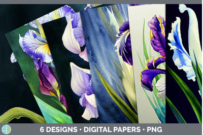 Irises Backgrounds | Digital Scrapbook Papers