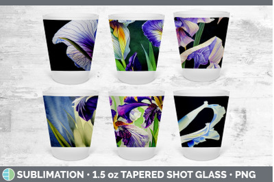 Irises Shot Glass Sublimation | Shot Glass 1.5oz Tapered