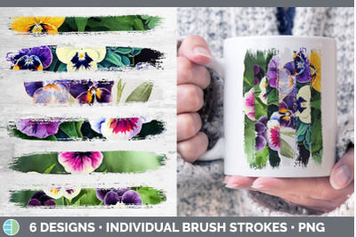 Pansies Brush Strokes PNG | Sublimation Designs