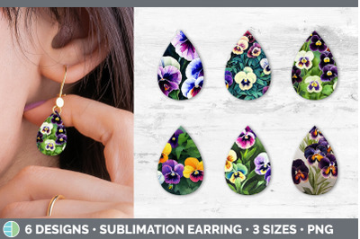 Pansies Teardrop Earring | Sublimation Designs Bundle