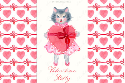 Valentines Day Kitty Vintage