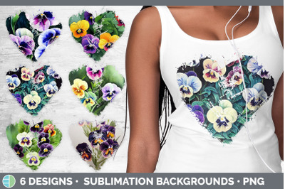 Pansies Heart Distressed Clipart