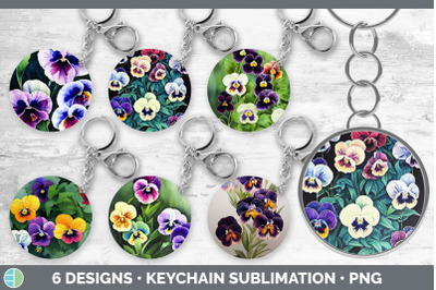 Pansies Keychain Bundle | Keyring Sublimation Designs