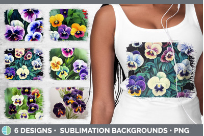 Pansies Distressed Sublimation Background Panel