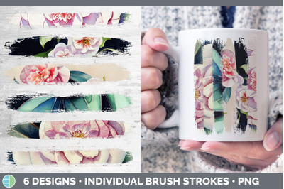 Camellias Brush Strokes PNG | Sublimation Designs