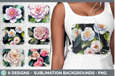 Camellias Distressed Sublimation Background Panel