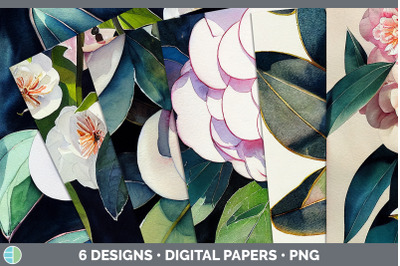Camellias Backgrounds | Digital Scrapbook Papers