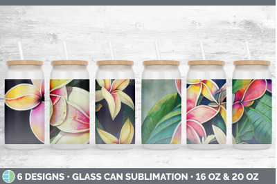 Plumerias Glass Can | Sublimation Beer Mason Jar