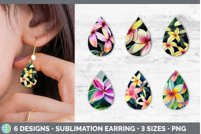 Plumerias Teardrop Earring | Sublimation Designs Bundle