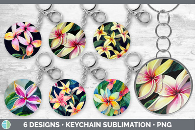 Plumerias Keychain Bundle | Keyring Sublimation Designs