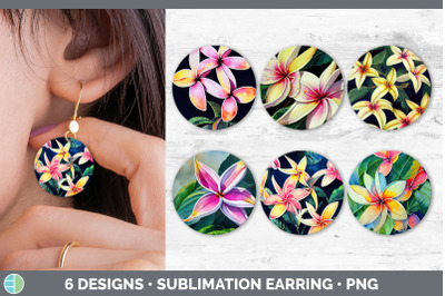 Plumerias Round Earring | Sublimation Designs Bundle