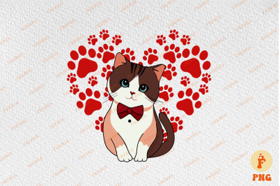 Cute Cat Paw Heart Valentine&amp;&23;039;s Day