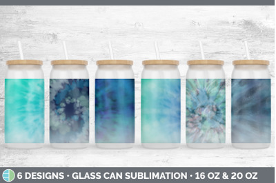 Blue Tie Dye Glass Can | Sublimation Beer Mason Jar