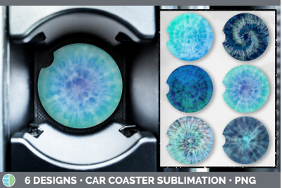 Blue Tie Dye Car Coaster | Sublimation Designs Bundle