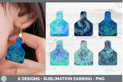 Blue Tie Dye Cow Tag Earring | Sublimation Cattle Ear Tag