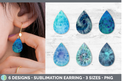 Blue Tie Dye Teardrop Earring | Sublimation Designs Bundle