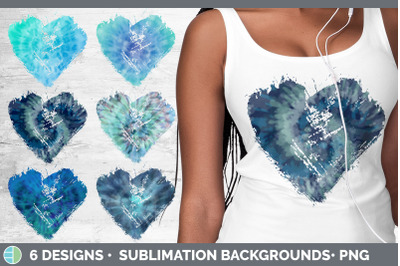 Blue Tie Dye Heart Distressed Clipart