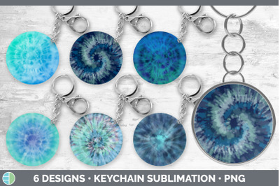 Blue Tie Dye Keychain Bundle | Keyring Sublimation Designs