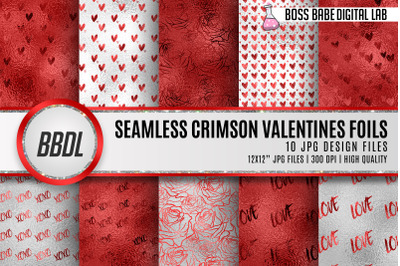 Valentine Crimson and White Seamless Digital Papers