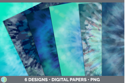 Blue Tie Dye Backgrounds | Digital Scrapbook Papers