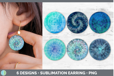 Blue Tie Dye Round Earring | Sublimation Designs Bundle