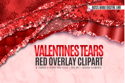 Glam Red Valentines Tears Clipart