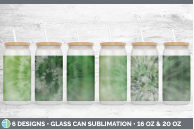 Green Tie Dye Glass Can | Sublimation Beer Mason Jar