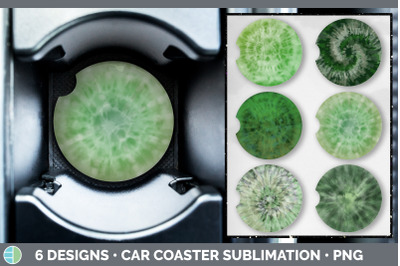 Green Tie Dye Car Coaster | Sublimation Designs Bundle